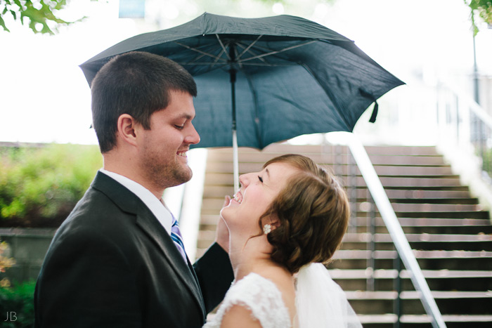 Kelley anniversary photoshoot on rainy autumn fall day with umbrella at Mary Baldwin College on the Terrace