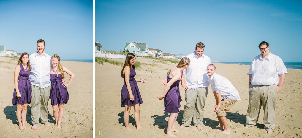 Virginia Beach Wedding on the beach in October at high noon bright day