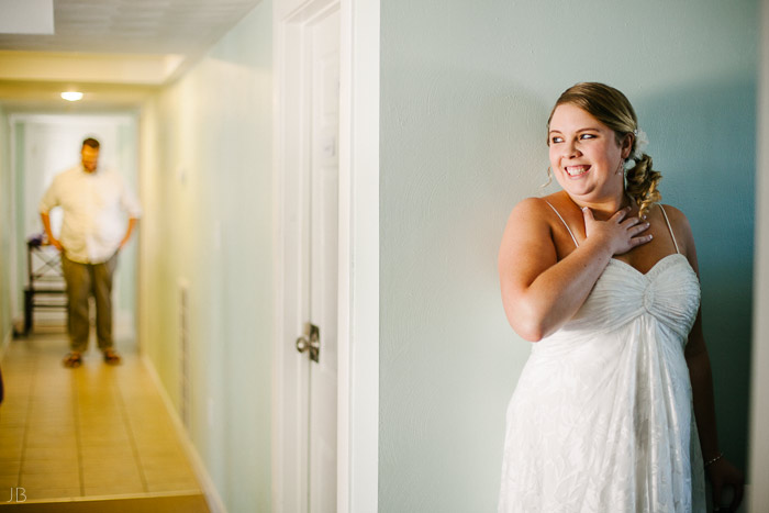 Virginia Beach Wedding on the beach in October at high noon bright day