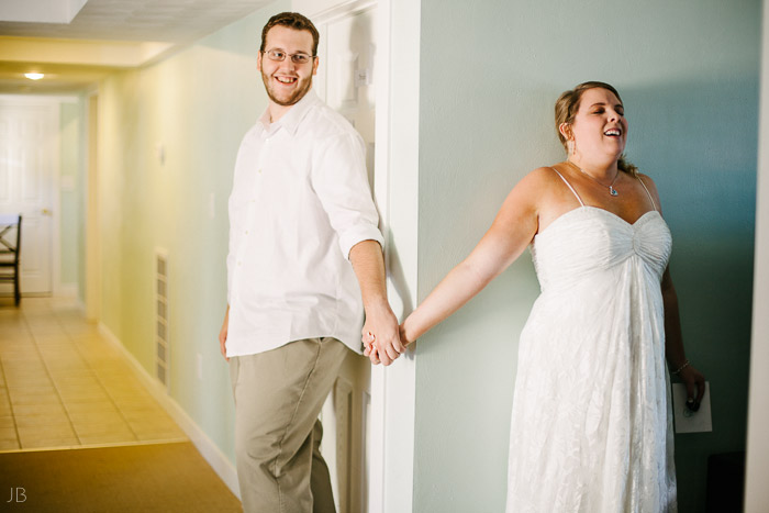 Virginia Beach Wedding on the beach in October at high noon bright day