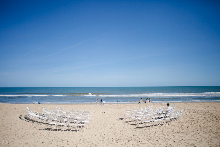 Virginia Beach Wedding on the beach in October at high noon bright day