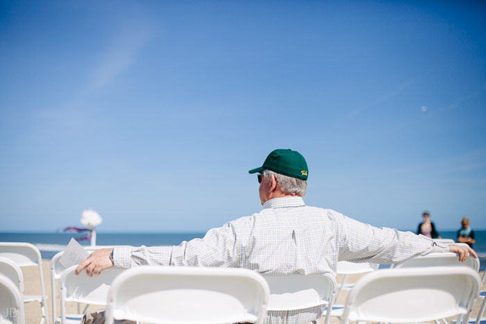 Virginia Beach Wedding on the beach in October at high noon bright day