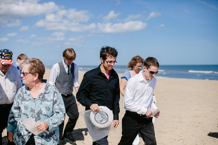 Virginia Beach Wedding on the beach in October at high noon bright day