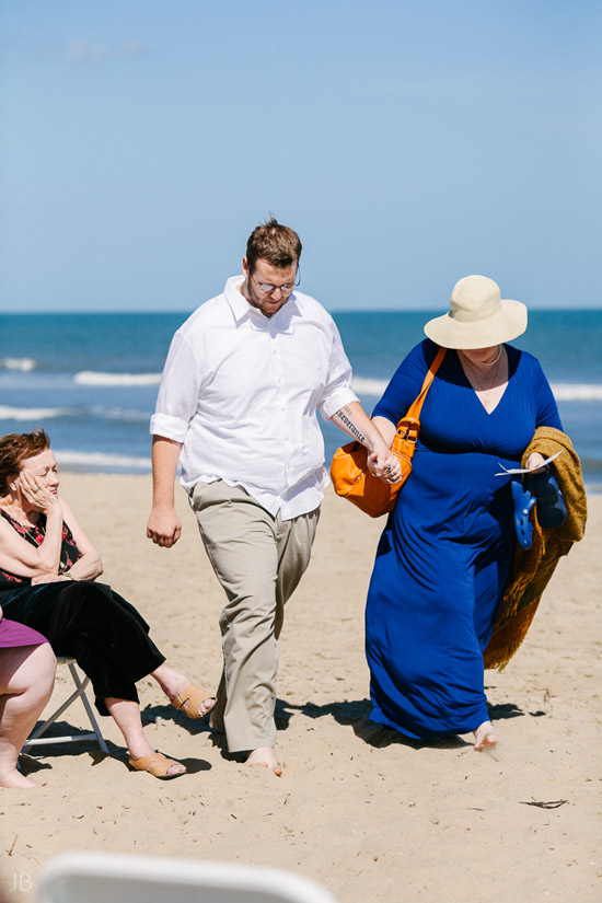 Virginia Beach Wedding on the beach in October at high noon bright day