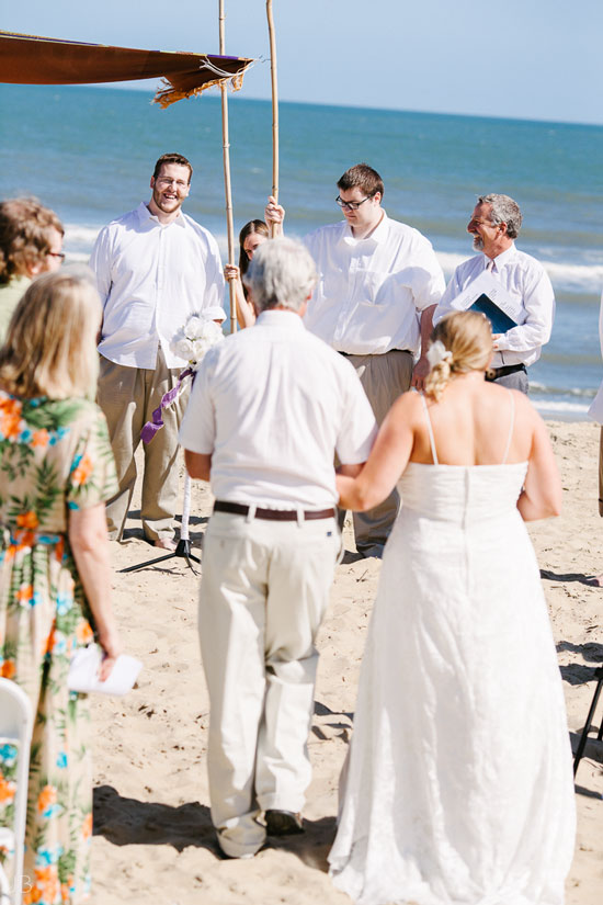 Virginia Beach Wedding on the beach in October at high noon bright day