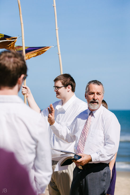 Virginia Beach Wedding on the beach in October at high noon bright day