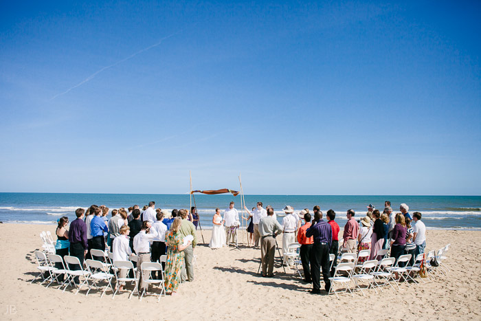 Virginia Beach Wedding on the beach in October at high noon bright day