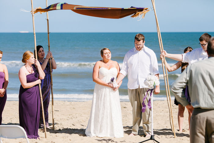 Virginia Beach Wedding on the beach in October at high noon bright day