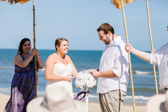 Virginia Beach Wedding on the beach in October at high noon bright day