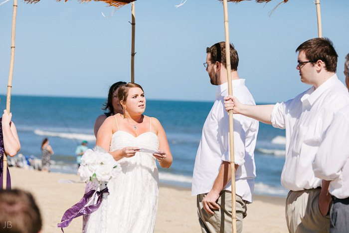 Virginia Beach Wedding on the beach in October at high noon bright day