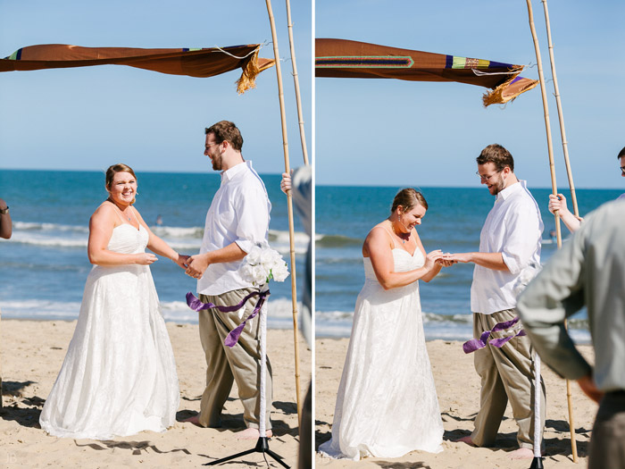 Virginia Beach Wedding on the beach in October at high noon bright day