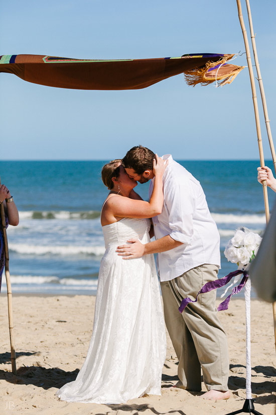 Virginia Beach Wedding on the beach in October at high noon bright day