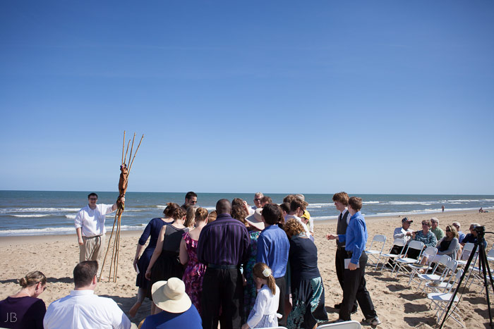 Virginia Beach Wedding on the beach in October at high noon bright day