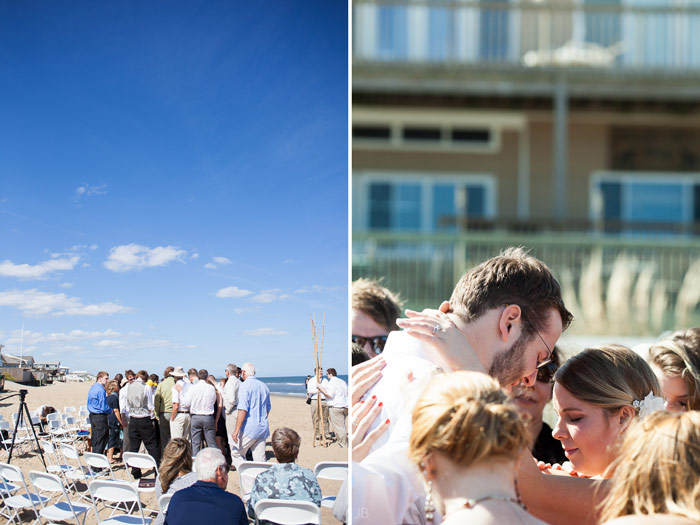 Virginia Beach Wedding on the beach in October at high noon bright day