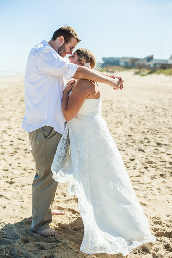 Virginia Beach Wedding on the beach in October at high noon bright day