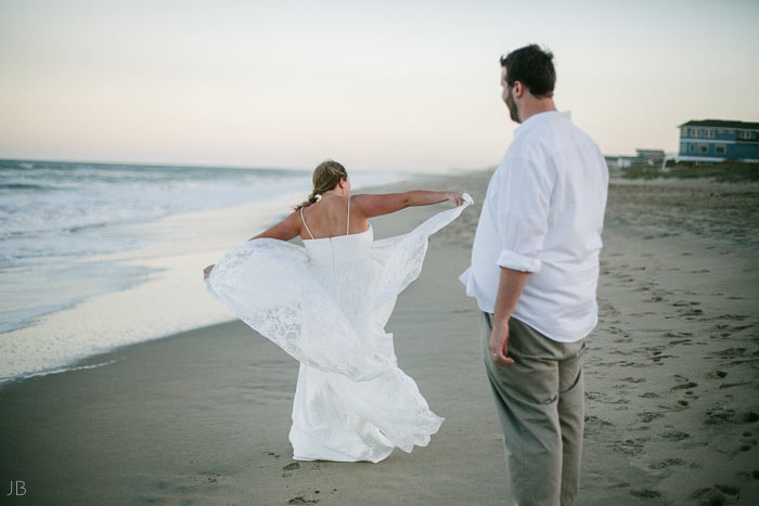 Virginia Beach Wedding on the beach in October at high noon bright day