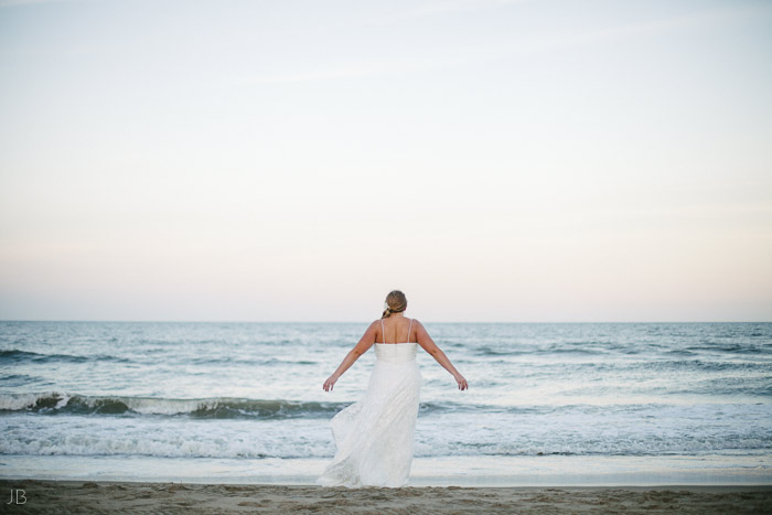 Virginia Beach Wedding on the beach in October at high noon bright day