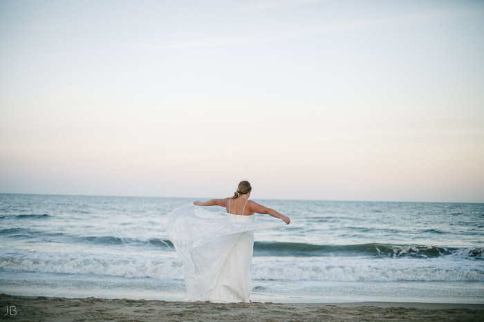 Virginia Beach Wedding on the beach in October at high noon bright day