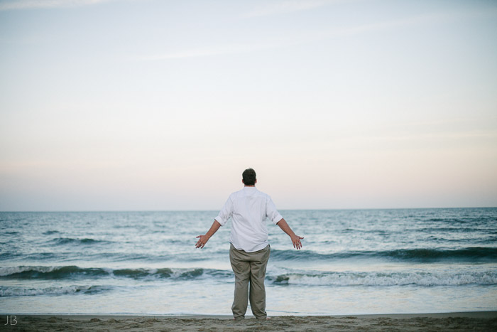 Virginia Beach Wedding on the beach in October at high noon bright day