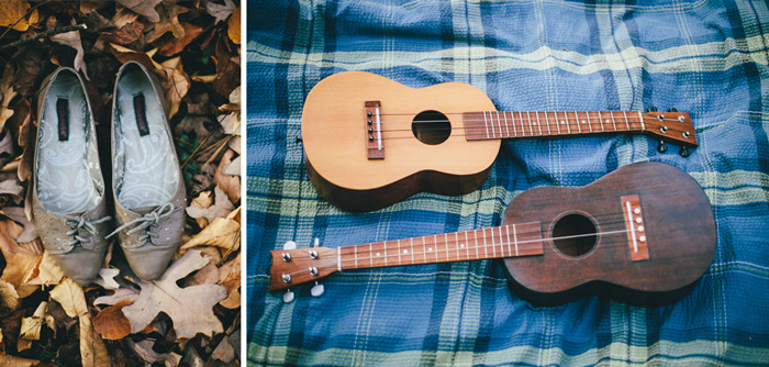 engagement session in the woods, surrounding a fire with smores and flannel in autumn