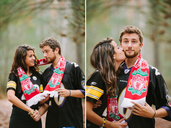 engagement session in the woods, surrounding a fire with smores and flannel in autumn