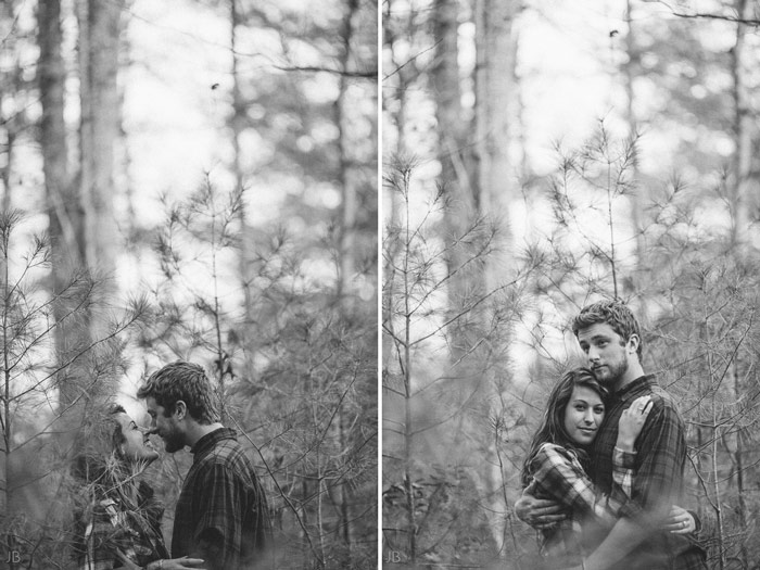 engagement session in the woods, surrounding a fire with smores and flannel in autumn