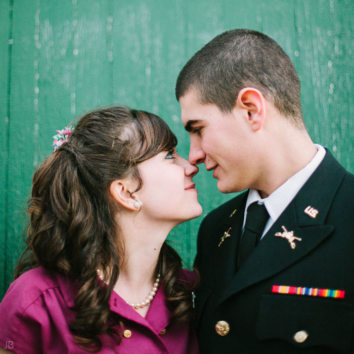 fuji 400h military couple in uniform with letters they wrote to each other 1950s farmhouse engagement photo shoot