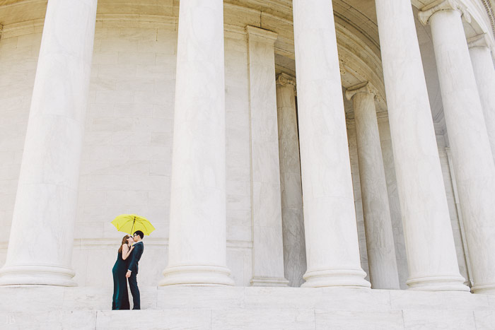 couple kissing in the cherry blossoms in Washington DC on the Tidal Basin