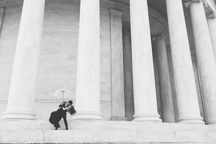 couple kissing in the cherry blossoms in Washington DC on the Tidal Basin