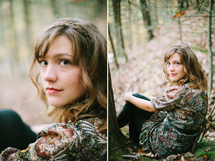 virginia senior portraits in woods autumn and spring film look with vsco