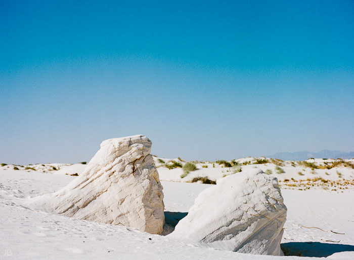 gypsum yardangs in white sands summer road trip kodak portra 400 medium format photographer