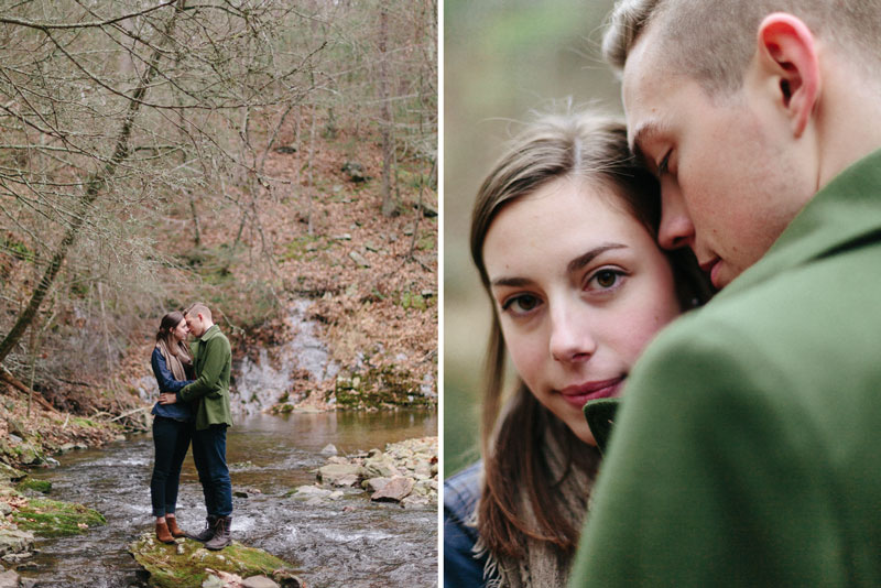 creek walk engagement session on vsco film and kodak tri-x