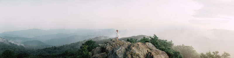 free spirit mountain bridal portraits session at sunrise with foraged wildflower bouquet