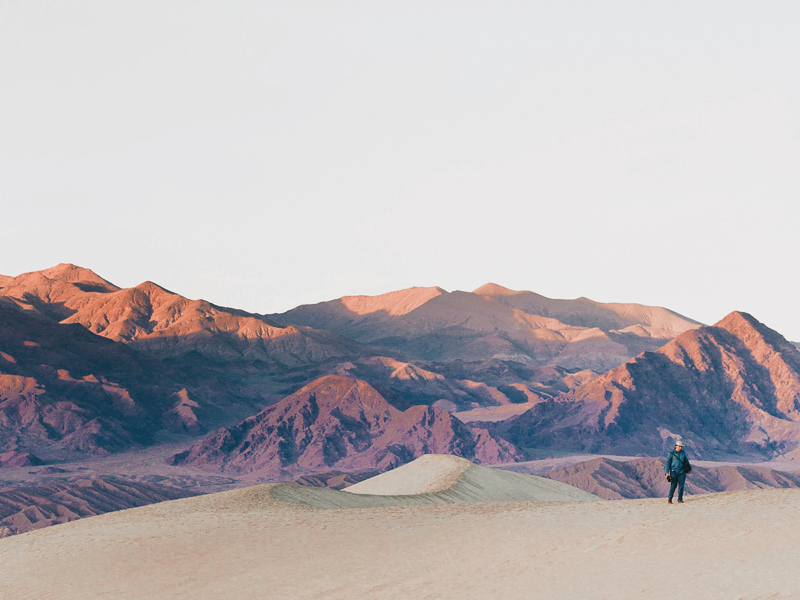 mesquite flat sand dunes and grapevine mountains in death valley national park california