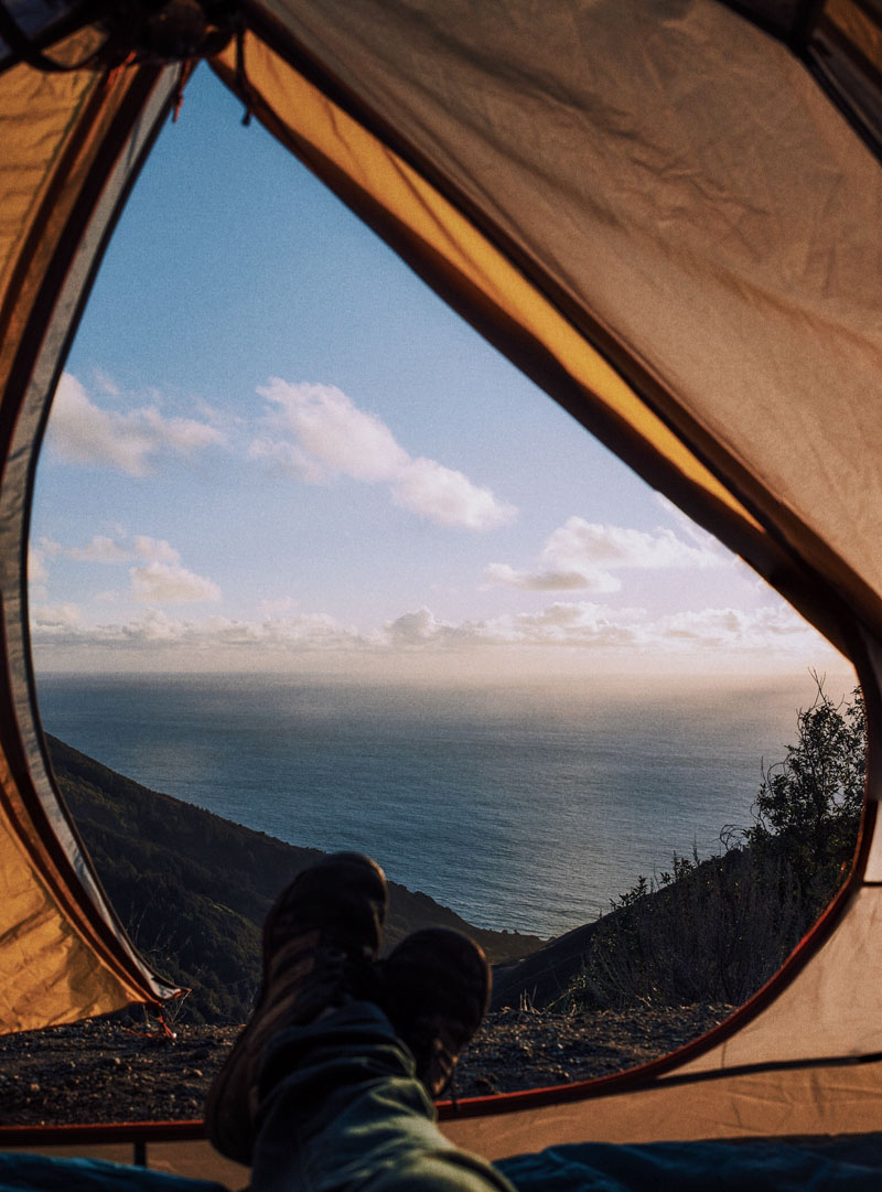 pacific ocean view from the tent in big sur california