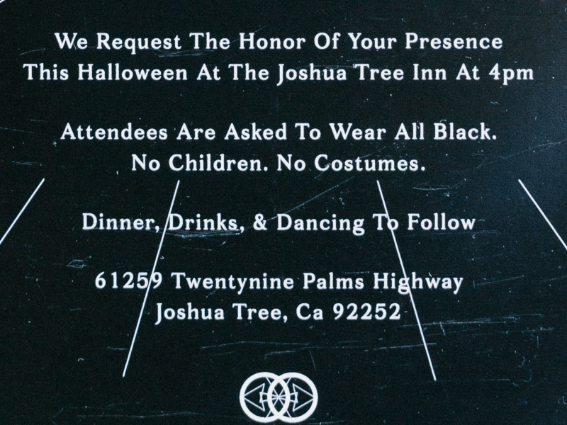 california desert wedding on halloween at the Joshua Tree Inn