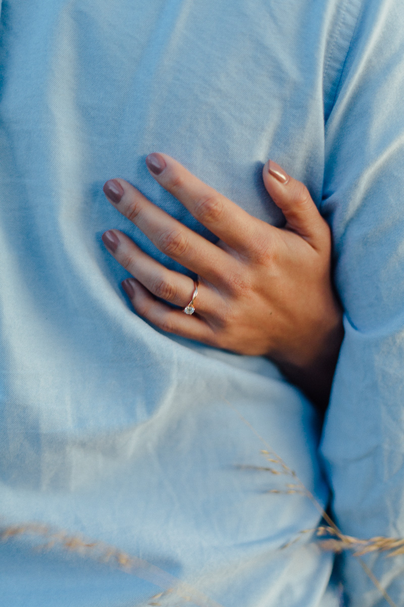 mountain engagement session in big meadows at sunset