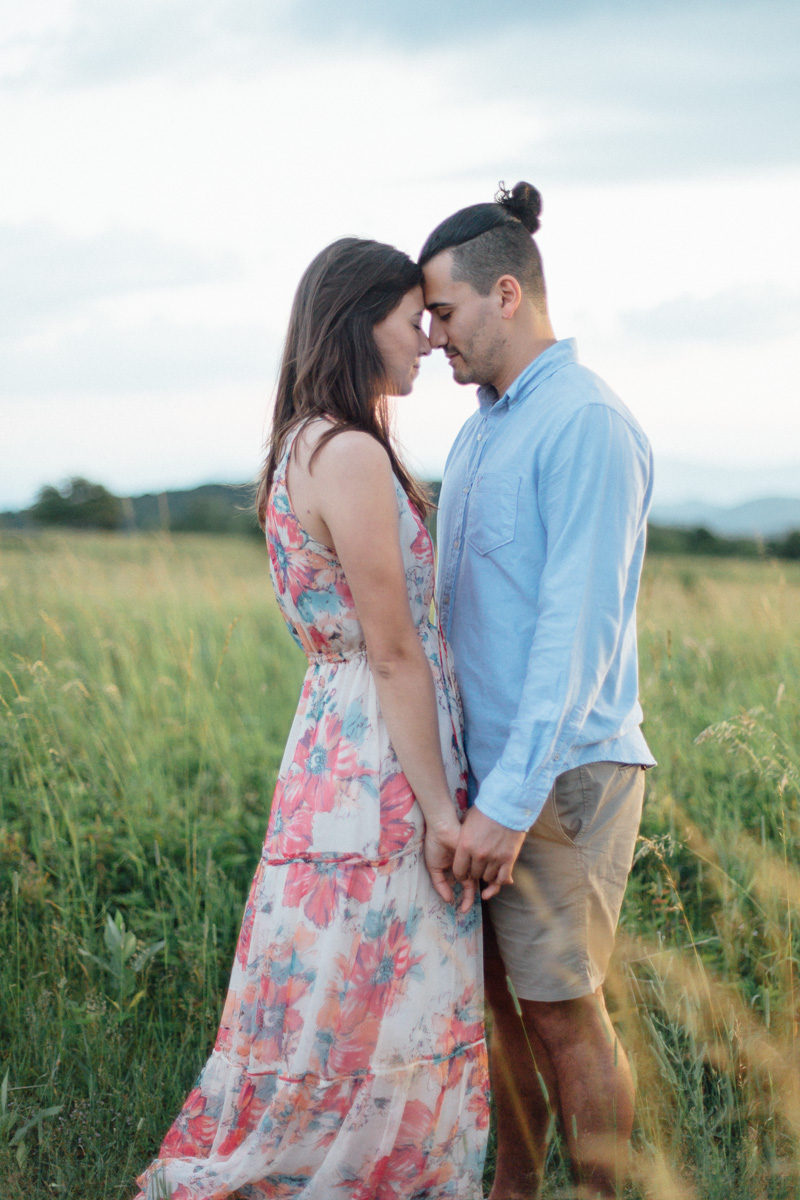 mountain engagement session in big meadows at sunset