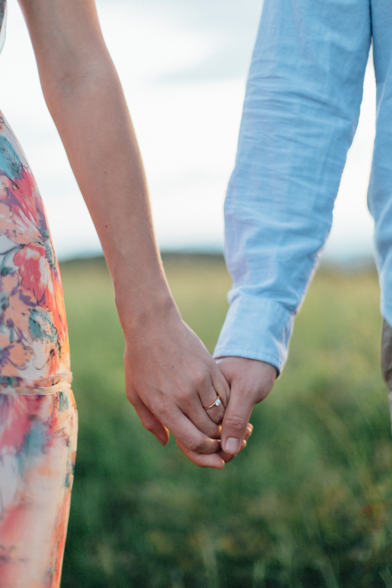 mountain engagement session in big meadows at sunset