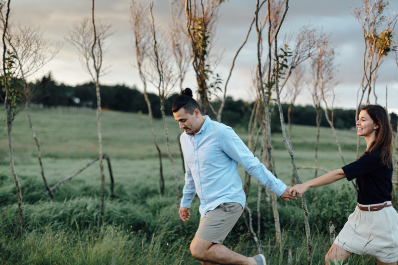 mountain engagement session in big meadows at sunset