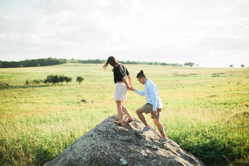 mountain engagement session in big meadows at sunset