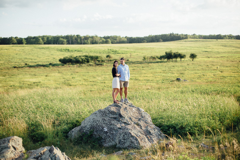 mountain engagement session in big meadows at sunset