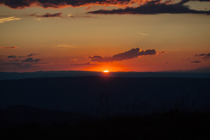 mountain engagement session in big meadows at sunset