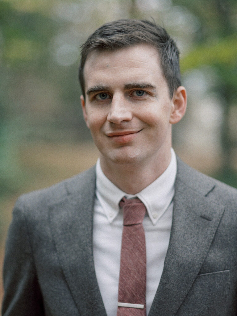 groom portrait at awbury arboretum - fuji 400h - natural edit