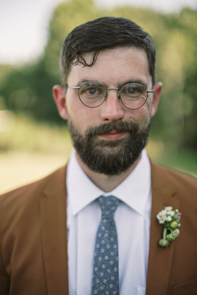 groom headshot portrait - film look 160C Virginia documentary wedding photographer