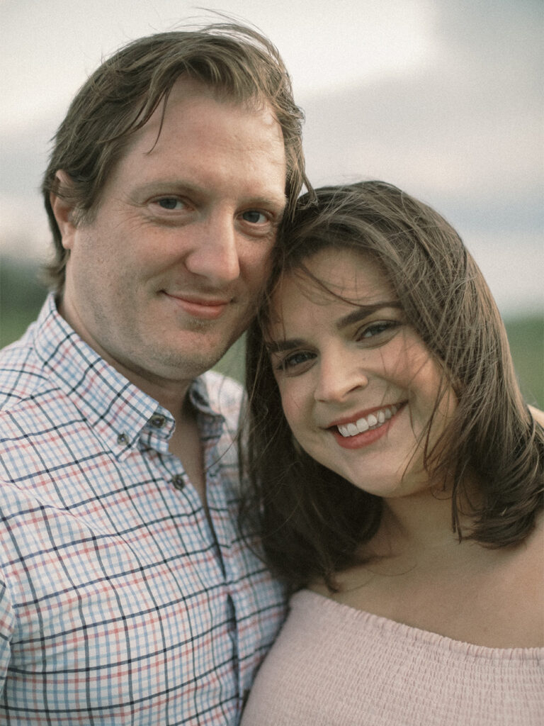 engagement session couple portrait in big meadows Virginia at sunset - natural edit film based fuji160C